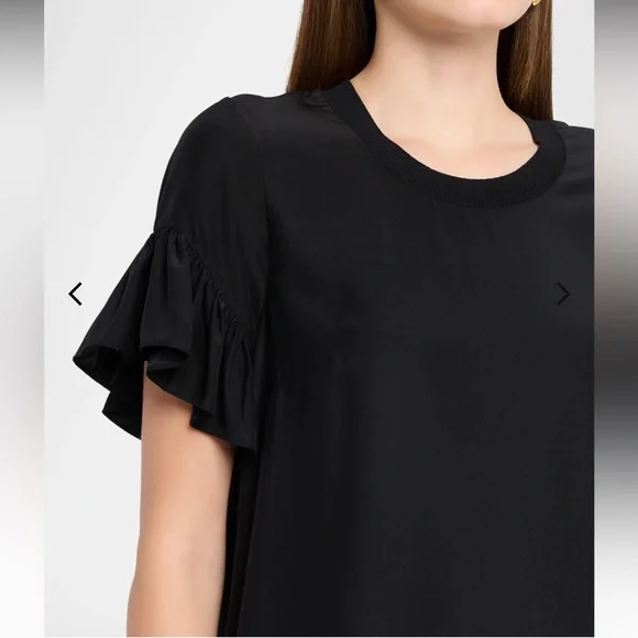 Cinq à Sept Leilah Silk Mini Dress Black Ruffle Flounce Dropped Waist Sz S NWT - Picture 15 of 16